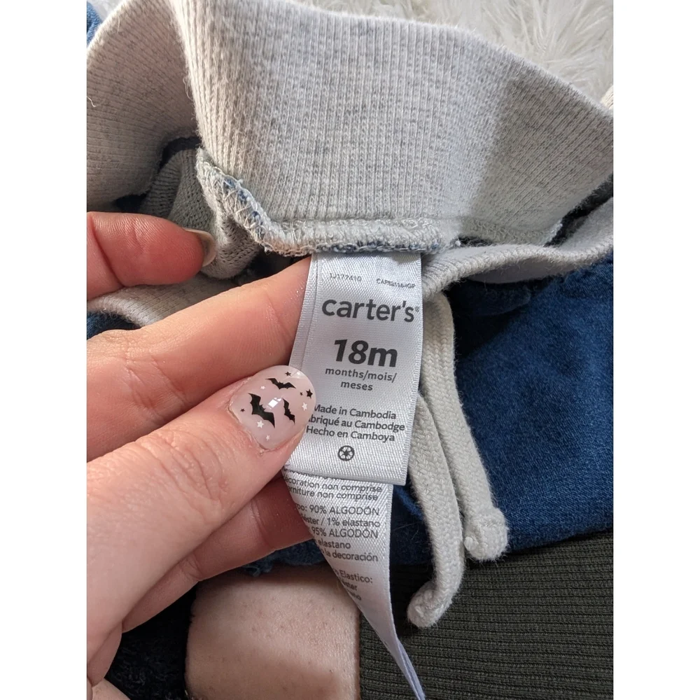 Carter's Blue Denim Jean Kids Joggers Pants Pull On Waist Size 18 Months